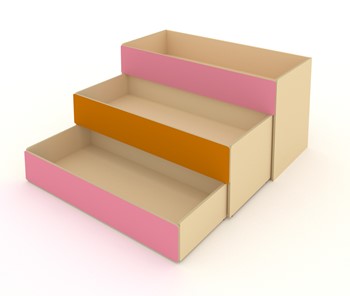 Детская кровать 3-х уровневая КД-3, Беж + Розовый + Оранжевый в Калуге