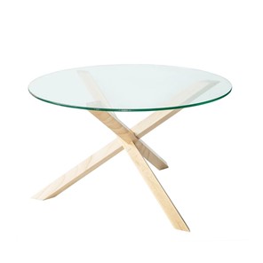 Стеклянный столик Оникс-3, Натуральный массив/Прозрачное стекло в Калуге