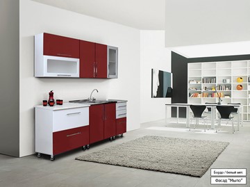Прямой кухонный гарнитур Мыло 224 2000х718, цвет Бордо/Белый металлик в Калуге