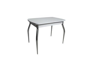 Стеклянный стол ПГ-02СТ белое/белое/хром фигурные в Калуге