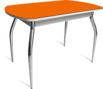 Стол из стекла ПГ-04 СТ белое/оранжевое/хром фигурные в Калуге
