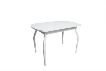 Стеклянный кухонный стол ПГ-02СТ белое/белое/крашенные фигурные в Калуге