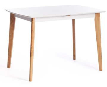Маленький обеденный стол Claire, дерево гевея/МДФ, 110+30x75x75 Белый/натуральный арт.15111 в Калуге