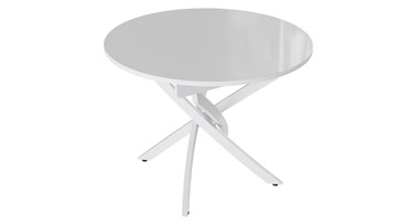 Круглый кухонный стол Diamond тип 3 (Белый муар/Белый глянец) в Калуге