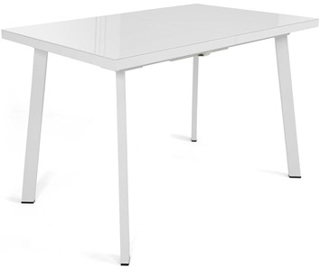 Маленький стол Сальвадор-1G (ноги белые, стекло cristal/белый цемент) в Калуге