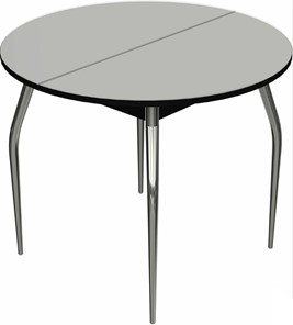 Круглый стол на кухню Ривьера исп. круг хром №5 (стекло белое/черный) в Калуге