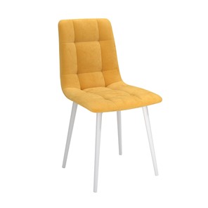 Обеденный стул Белла, велюр тенерифе куркума/Цвет металл белый в Калуге