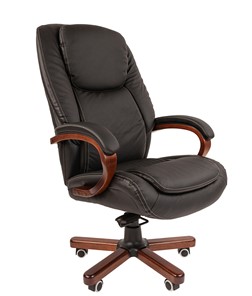 Кресло компьютерное CHAIRMAN 408 кожа черная в Калуге