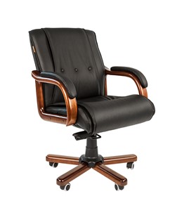 Кресло компьютерное CHAIRMAN 653M кожа черная в Калуге
