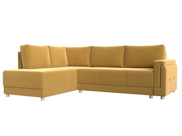 Угловой раскладной диван Лига-024, Желтый (Микровельвет) в Калуге