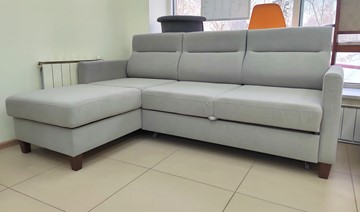 Угловой диван с оттоманкой Марсель Luma 13 серый велюр в Калуге