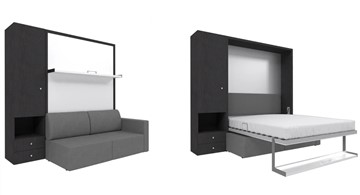 Кровать подъемная Кровать-трансформер Smart (ШЛ+КД 1400), шкаф левый, правый подлокотник в Калуге