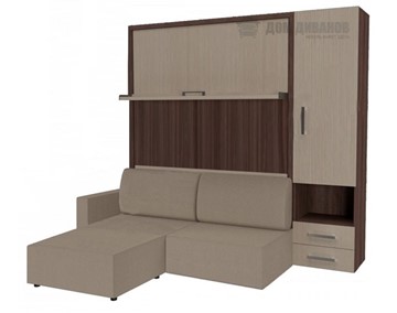 Шкаф-кровать Кровать-трансформер Smart (КД 1400+ШП+Пуф), шкаф правый, левый подлокотник в Калуге