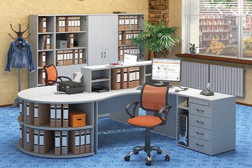Офисный комплект мебели Moно-Люкс для 2 сотрудников с большим шкафом и тумбами в Калуге