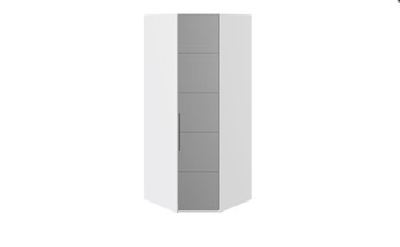 Распашной шкаф угловой Наоми с зеркальной правой дверью, цвет Белый глянец СМ-208.07.07 R в Калуге