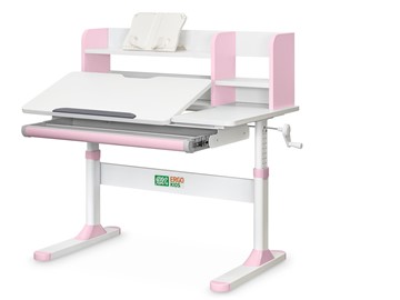 Растущий стол Ergokids TH-330 Pink TH-330 W/PN, столешница белая / накладки на ножках розовые в Калуге
