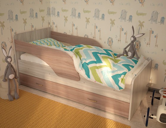 Детская кровать Максимка, корпус Шимо светлый, фасад Шимо темный в Калуге - изображение