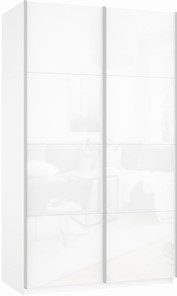 Шкаф-купе Прайм (Белое стекло/Белое стекло) 1200x570x2300, белый снег в Калуге