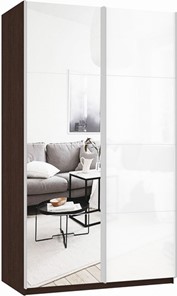Шкаф 2-створчатый Прайм (Зеркало/Белое стекло) 1600x570x2300, венге в Калуге