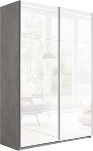 Шкаф 2-х створчатый Прайм (Белое стекло/Белое стекло) 1200x570x2300, бетон в Калуге