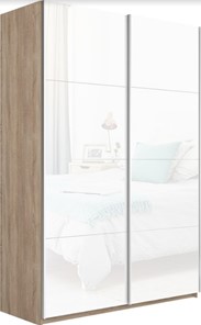 Шкаф 2-дверный Прайм (Белое стекло/Белое стекло) 1400x570x2300, дуб сонома в Калуге