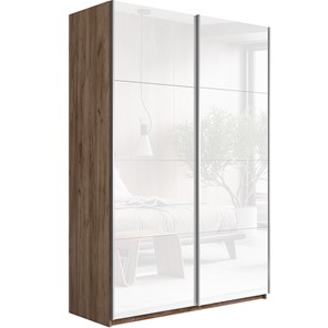 Шкаф 2-дверный Прайм (Белое стекло/Белое стекло) 1600x570x2300, Крафт табачный в Калуге