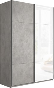 Шкаф двухдверный Прайм (ДСП/Белое стекло) 1600x570x2300, бетон в Калуге