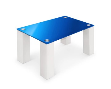 Журнальный столик Колизей-8, белый/синее стекло в Калуге