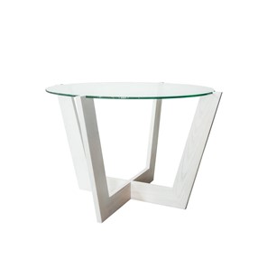 Круглый столик Оникс-10, Выбеленный дуб/Прозрачное стекло в Калуге