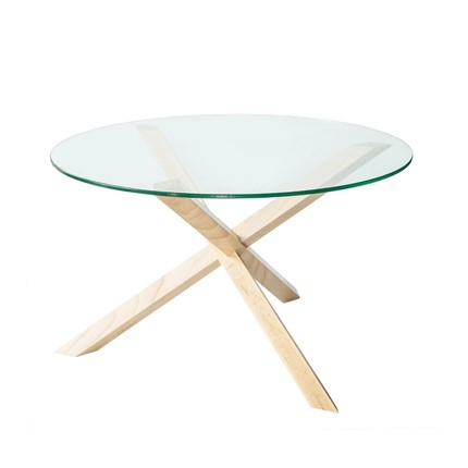 Круглый столик Оникс-3, Натуральный массив/Прозрачное стекло в Калуге - изображение