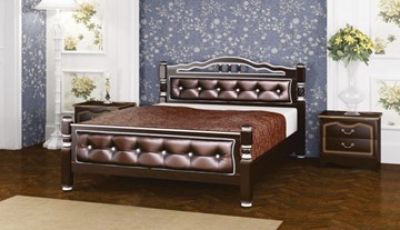 Полуторная кровать Карина-11 (Орех Темный, обивка бриллиант) 140х200 в Калуге