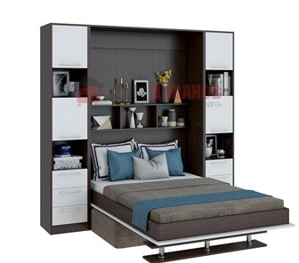 Кровать-шкаф с диваном Бела 1, с полкой ножкой, 1600х2000, венге/белый в Калуге