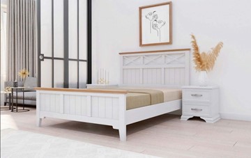 Кровать в спальню Грация-5 карниз сосна (Белый Античный) 160х200 в Калуге