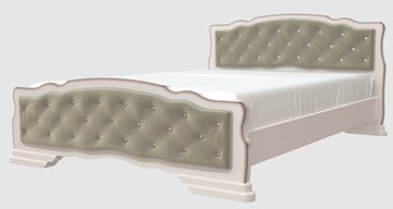 Кровать полутороспальная Карина-10 (Дуб Молочный, светлая обивка) 140х200 в Калуге