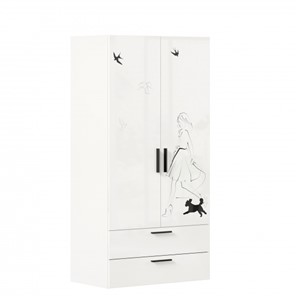 Шкаф 2х-дверный комбинированный Джоли ЛД 535.040, Серый шелк в Калуге